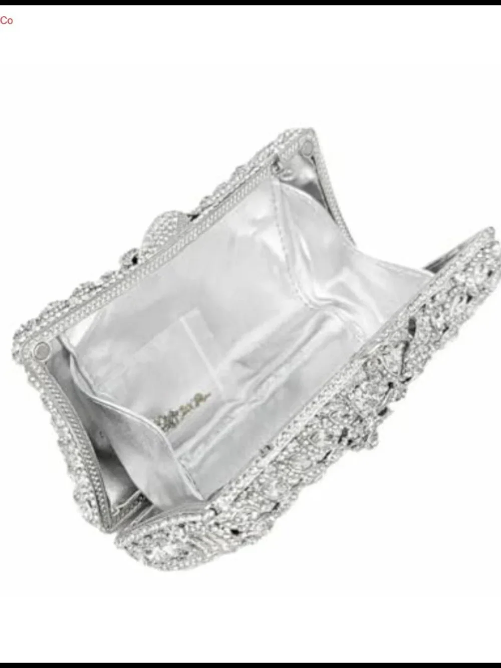 Rhinestone Floral Evening Clutch with Detachable Chain Faux PU Lining